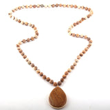 Boho Necklace, RH Rose Quart Amazonite, Oval Blue Pink Natural Stone - Wild Rose Boho