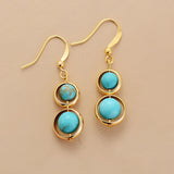 Boho Earrings, Dangle Earrings, Double Blue Turquoise - Wild Rose Boho