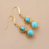 Boho Earrings, Dangle Earrings, Double Blue Turquoise - Wild Rose Boho
