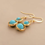 Boho Earrings, Dangle Earrings, Double Blue Turquoise - Wild Rose Boho