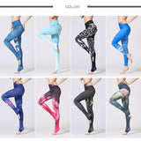 Boho Yoga Legging, Printed Tight, Blue White Lotus - Wild Rose Boho