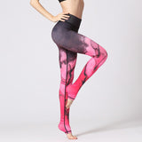 Boho Yoga Legging, Printed Tight, Black Pink Sand Beach - Wild Rose Boho
