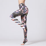 Boho Yoga Legging, Printed Tight, Wild Flower in Black Garden - Wild Rose Boho