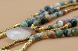 Boho Necklace, 3 Layers, Blue Natural Stone, Teardop Pendant - Wild Rose Boho