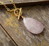 Boho Necklace, Lariat Rose Quartz