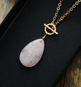 Boho Necklace, Lariat Rose Quartz