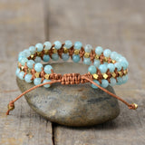 Boho Bracelet, Friendship Bracelet, Blue Amazoniteand Purple Jasper - Wild Rose Boho