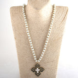 Boho Necklace, RH Precious Pearl, Cross
