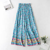 Boho 2 Piece Set, Matching Crop Top and Pant, Wild Floral Daisy Blue - Wild Rose Boho