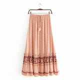 Boho Skirt, Maxi Skirt, Pink Melon Pink Peacock - Wild Rose Boho