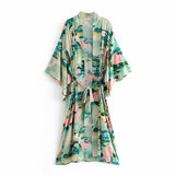 Boho Robe, Kimono Robe, Lily-Lotus in Green - Wild Rose Boho