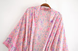 Boho Robe, Kimono Robe, Wild Floral in Pink - Wild Rose Boho