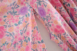 Boho Robe, Kimono Robe, Wild Floral in Pink - Wild Rose Boho