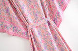 Boho Robe, Kimono Robe, Wild Floral in Pink - Wild Rose Boho