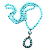 Boho Necklace, Jewelry Set, RH Turquoise White Blue Natural Stone - Wild Rose Boho