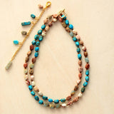 Boho Necklace, Mala Necklace, Blue & Brown Imperial Jaspers - Wild Rose Boho