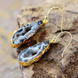 Boho Earrings, Dangle Earrings, Black Druzy - Wild Rose Boho