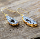Boho Earrings, Dangle Earrings, Black Druzy - Wild Rose Boho