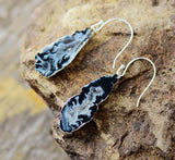 Boho Earrings, Dangle Earrings, Black Druzy - Wild Rose Boho