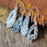 Boho Earrings, Dangle Earrings, Black Druzy - Wild Rose Boho
