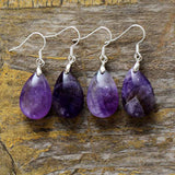 Boho Earrings, Dangle Earrings, Teardrop Purple Amethyst - Wild Rose Boho