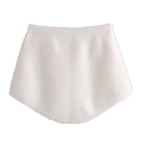 Autumn Winter 2 Piece Set, Matching Jacket and Mini Skirt, Furry Vintage Winter in Show White - Wild Rose Boho