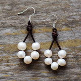 Boho Earrings, Dangle Earrings, White Bohemian Peal - Wild Rose Boho