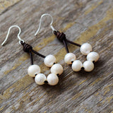 Boho Earrings, Dangle Earrings, White Bohemian Peal - Wild Rose Boho