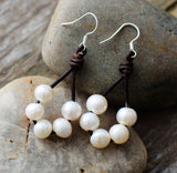 Boho Earrings, Dangle Earrings, White Bohemian Peal - Wild Rose Boho
