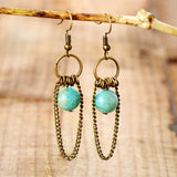 Boho Earrings, Dangle Earrings, Chain Blue Amazonite - Wild Rose Boho