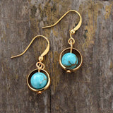 Boho Earrings, Dangle Earrings, Moon Blue Turquoise, Jasper, Lava - Wild Rose Boho