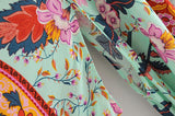 Boho Robe, Kimono Robe, Peony Green Red - Wild Rose Boho
