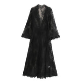 Boho Robe, Lace Gown Robe, Sexy Lingerie Robes, Sofia Robe in Black - Wild Rose Boho