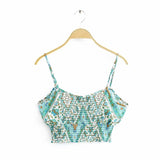 Boho 2 Piece Set, Matching Crop Top and Palazzo Pant, Wild Boho Square Mint - Wild Rose Boho