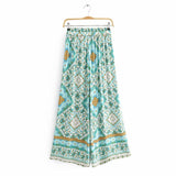 Boho 2 Piece Set, Matching Crop Top and Palazzo Pant, Wild Boho Square Mint - Wild Rose Boho