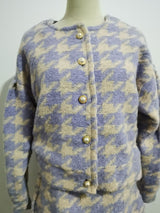 Autumn Winter 2 Piece Set, Matching Wool Plaid Jacket and Mini Skirt, Vintage Winter in Purple-White - Wild Rose Boho