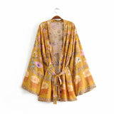 Boho Robe, Kimono Robe, Yellow Flower - Wild Rose Boho
