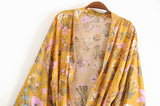 Boho Robe, Kimono Robe, Yellow Flower - Wild Rose Boho