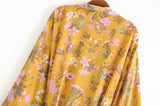 Boho Robe, Kimono Robe, Yellow Flower - Wild Rose Boho