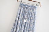 Boho Skirt, Maxi Skirt, Wild Flower Blue Sky - Wild Rose Boho