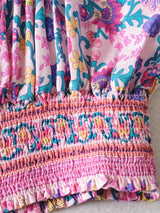 Boho 2 Piece Set, Matching Crop Top and Pant, Wild Floral in Pink - Wild Rose Boho