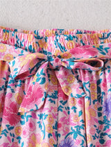 Boho 2 Piece Set, Matching Crop Top and Pant, Wild Floral in Pink - Wild Rose Boho