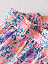 Boho 2 Piece Set, Matching Crop Top and Pant, Wild Floral in Pink - Wild Rose Boho