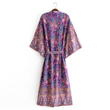 Boho Robe, Kimono Robe, Forest in Purple - Wild Rose Boho