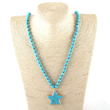 Boho Necklace, RH Turquoise White Blue Natural Stone - Wild Rose Boho