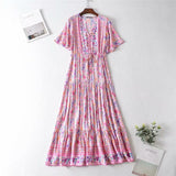 Maxi Dress, Boho Dress, Sundress, Wild Floral in Pink - Wild Rose Boho