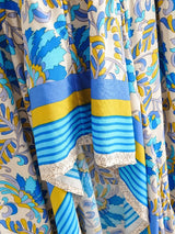 Boho Skirt, Asymmetric Maxi Skirt, Indian Blue Floral - Wild Rose Boho