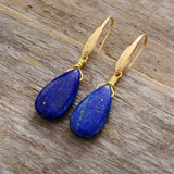 Boho Earrings, Dangle Earrings, Teardrop Blue Lapise - Wild Rose Boho