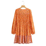 Mini Dress, Boho Dress, Sundress, Vacation in Orange Saffron - Wild Rose Boho