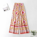 Boho 2 Piece Set, Matching Crop Top and Palazzo Pant, Wild Boho Square Pink - Wild Rose Boho
